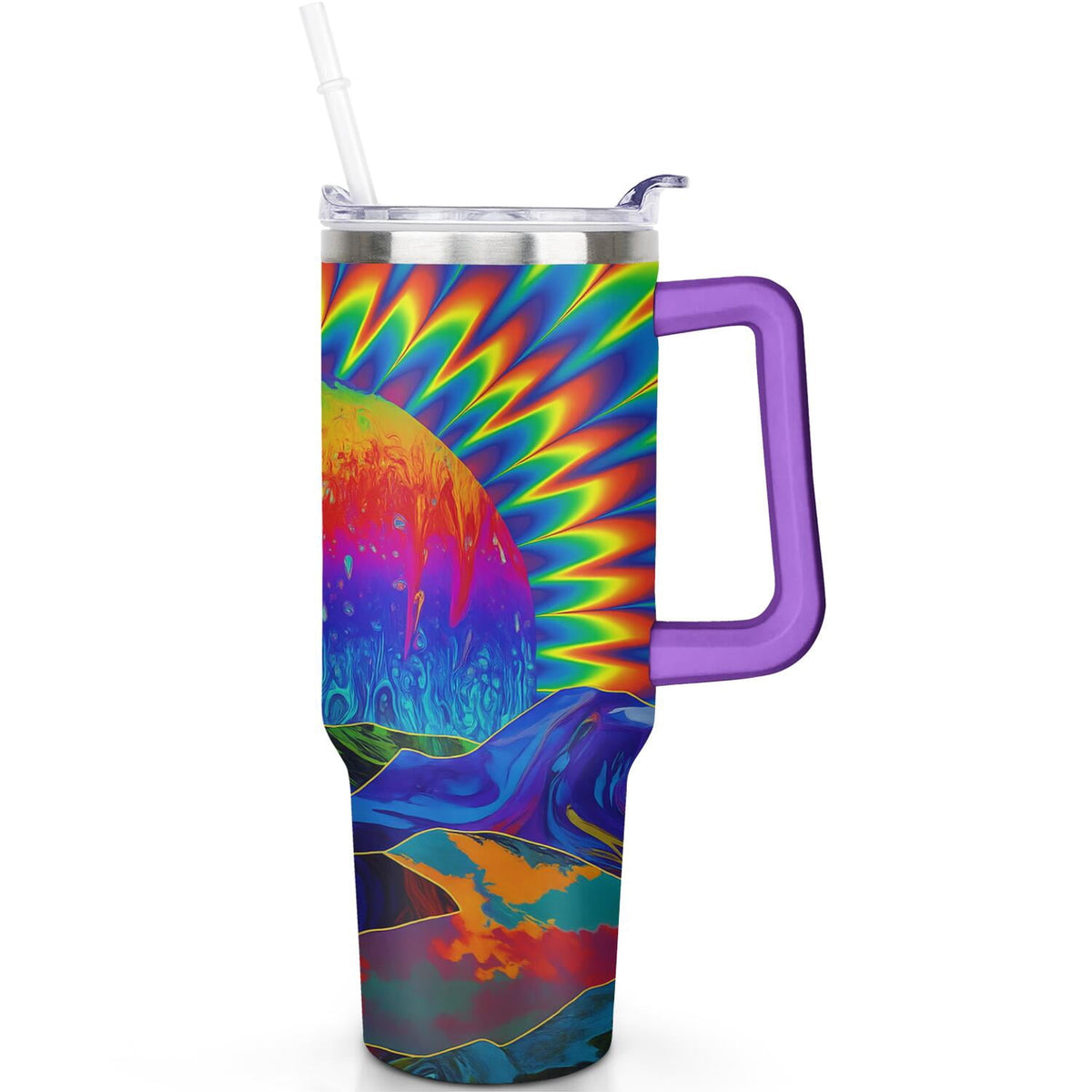 Lunabuddy™ 1pc Paw prints 40oz Tumbler with Straw & Handle - Insulated