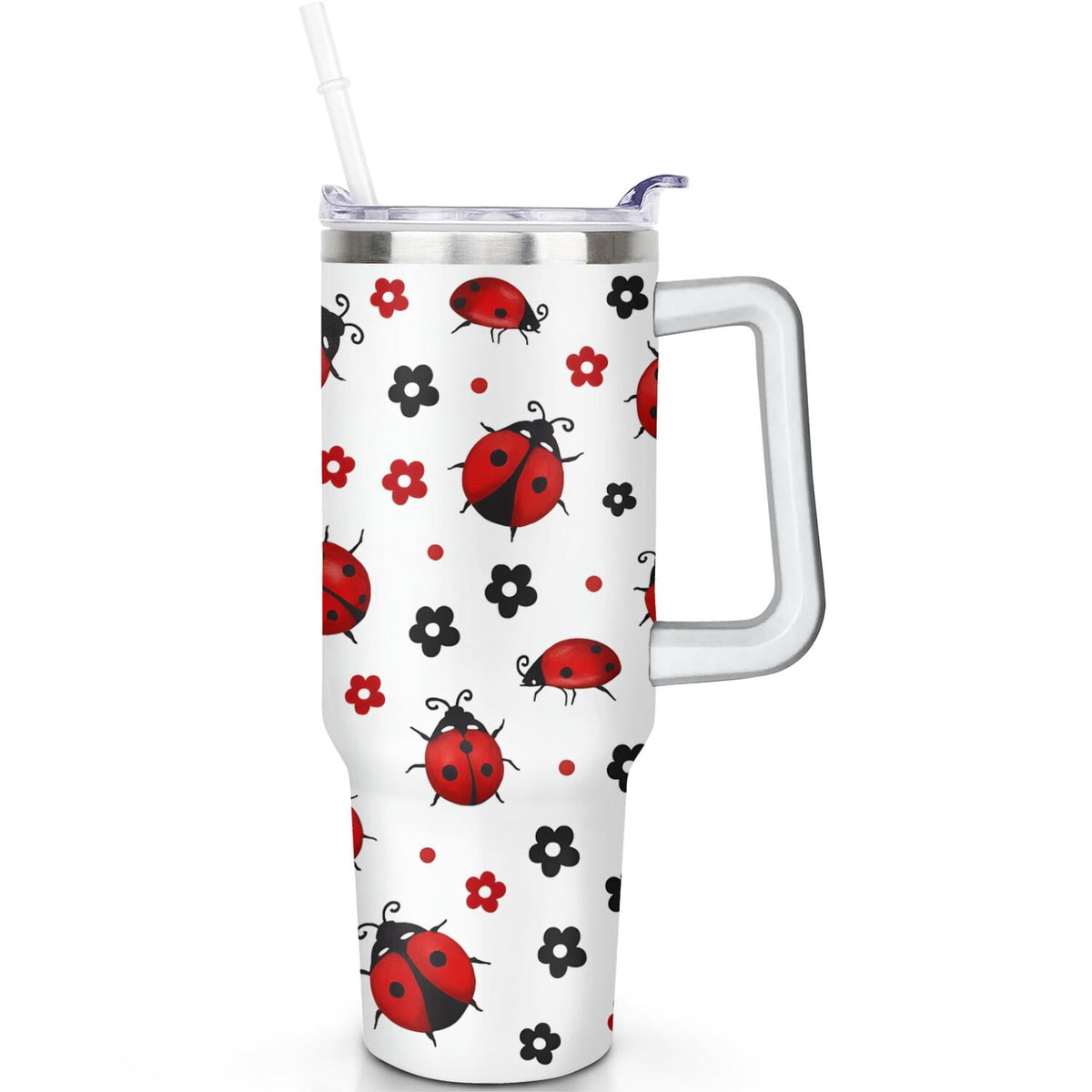 Lunabuddy™ 1pc cherry 40oz Tumbler with Straw & Handle - Insulated Stainless