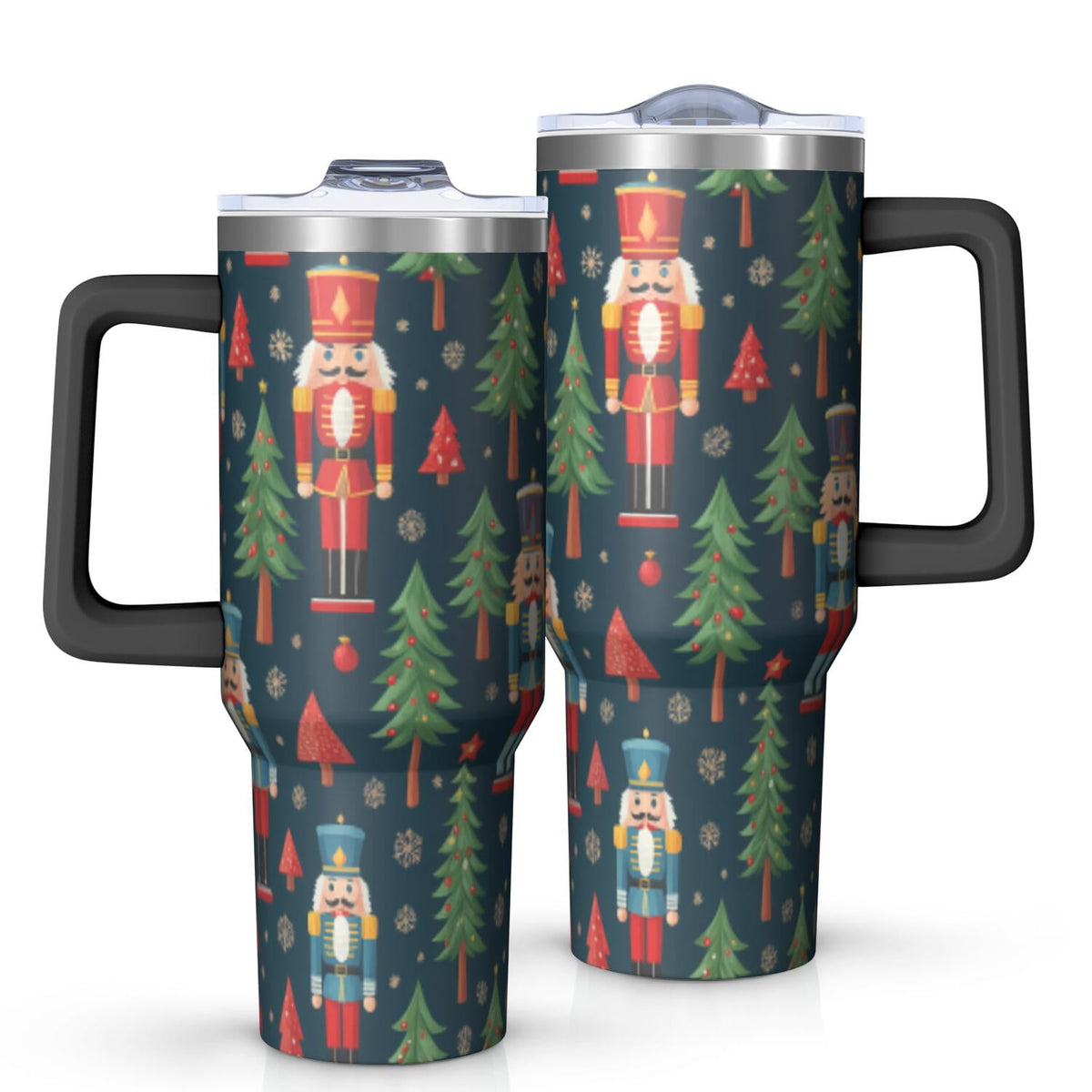 Lunabuddy™ 1pc nutcracker 40oz Tumbler with Straw & Handle - Insulated Stainless Steel Cup | Holiday Gift for Man Women (Christmas, Valentine's, Birthday)