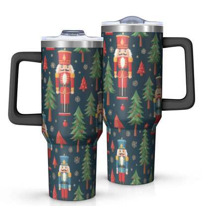 Lunabuddy™ 1pc nutcracker 40oz Tumbler with Straw & Handle - Insulated Stainless Steel Cup | Holiday Gift for Man Women (Christmas, Valentine's, Birthday)