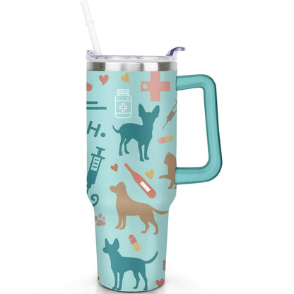 Lunabuddy™ 1pc Goose 40oz Tumbler with Straw & Handle - Insulated Stainless