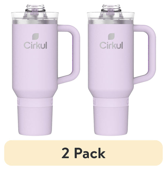 Lunabuddy™ (2 pack) Cirkul 40oz All-Day StrawSip Double-Wall Insulated Stainless Steel Tumbler with Handle, Lilac (Light Purple)