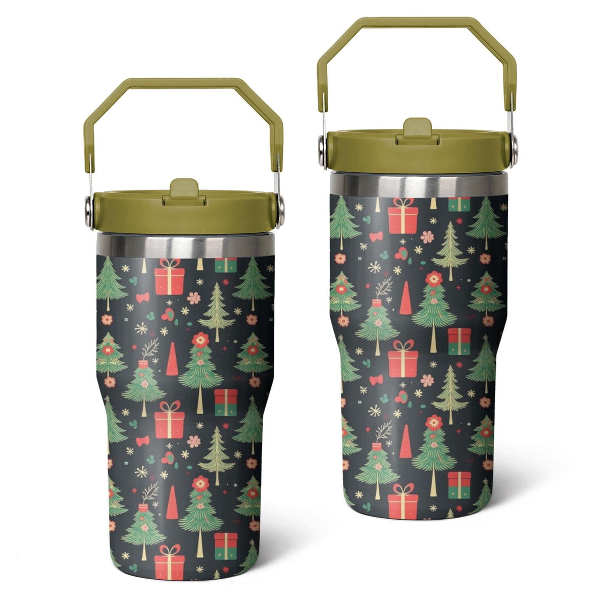 Lunabuddy™ 20 Oz Tumbler Christmas Tree Gift Tumbler with Lid and Straw, Birthday Gift Cup for Friend Women Men Coffee Travel Mug Thanksgiving Day Halloween Christmas Gift Water Bottle
