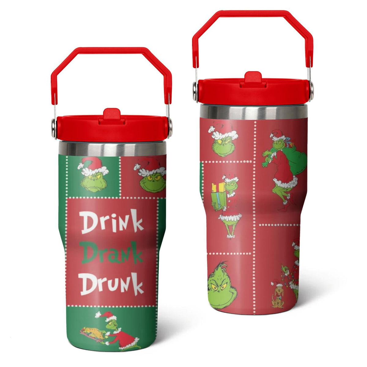 Lunabuddy™ 20oz Stainless Steel Tumbler with Lid and Straw,Spill Proof Travel Cup Double Wall Vacuum Insulated Coffee Mug with Top Handle Crimson