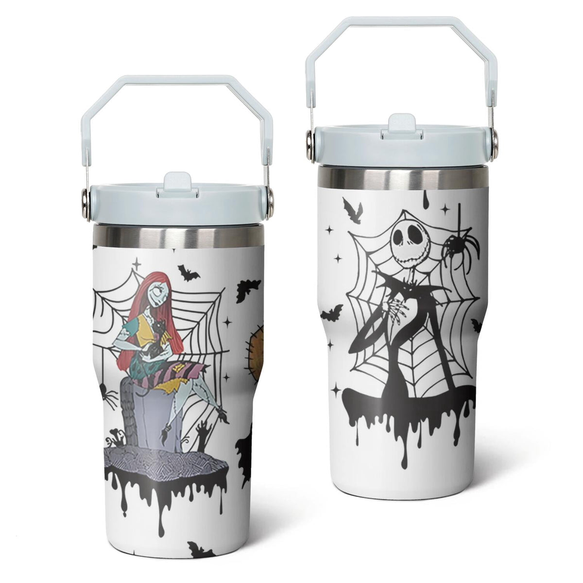 Lunabuddy™ 20oz Halloween Nightmare Before Stainless Steel Tumbler with Lid and Straw,Spill