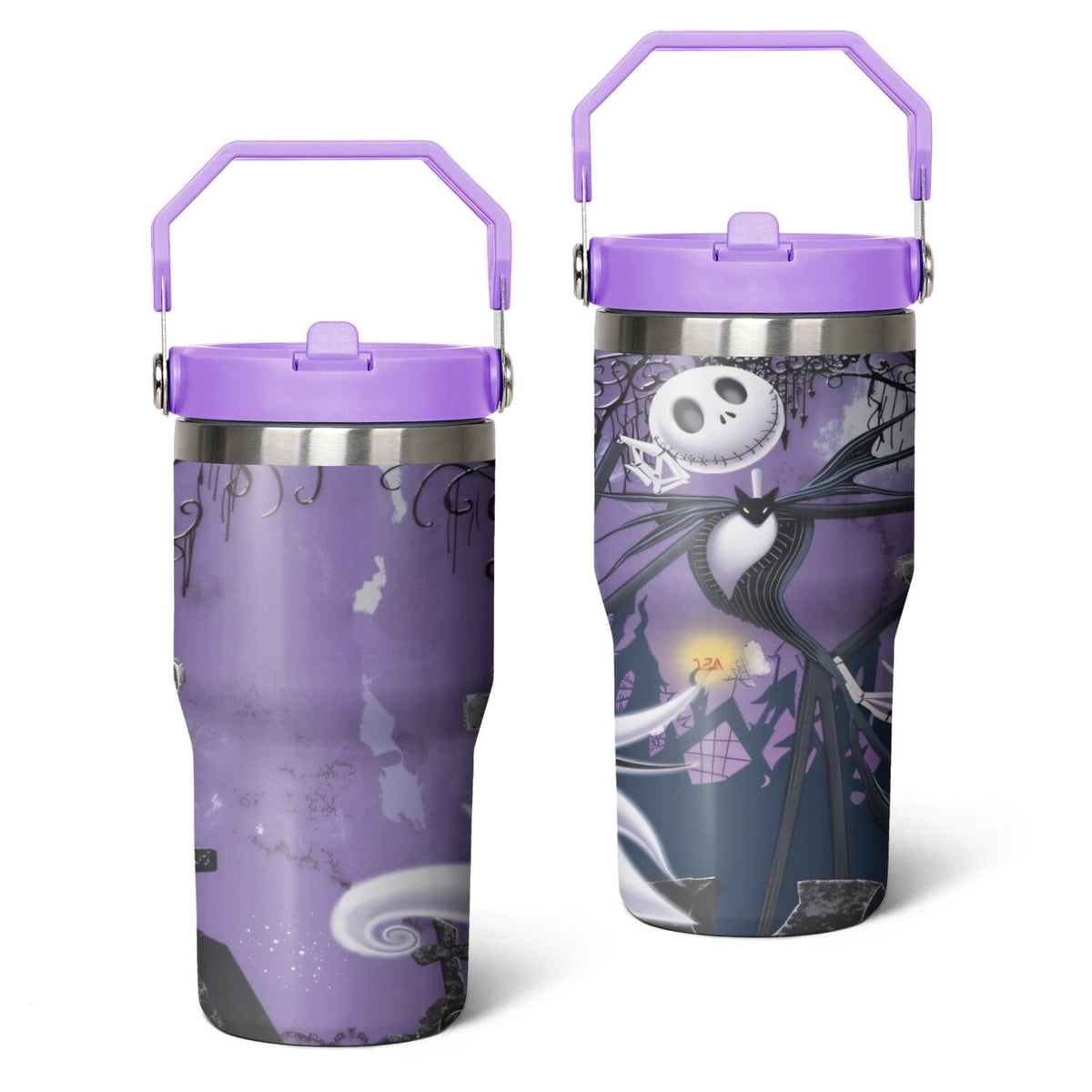 Lunabuddy™ 20oz Halloween Nightmare Before Stainless Steel Tumbler with Lid and Straw,Spill