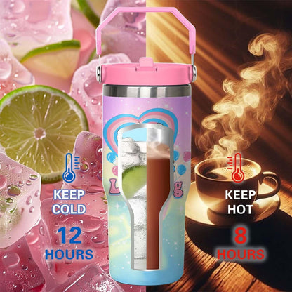 Lunabuddy™ 30oz Cartoon Tumbler for Cartoon Lovers,Cartoon Movie Stainless Steel Tumbler with Handle and Flip Straw Travel Mug Tumbler Cup Keeps Drinks Cold & Hot, Style 2