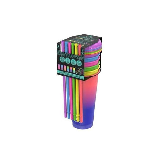 Lunabuddy™ 24 oz Color Changing Tumbler Lid & Assorted Straw - Pack of 6