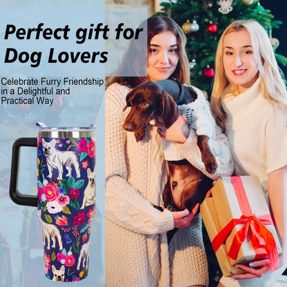 Lunabuddy™ Pitbull Gifts Dog Tumbler Cup for Women Men 40oz Stainless Steel Insulated Travel Mug with Lid and Straw