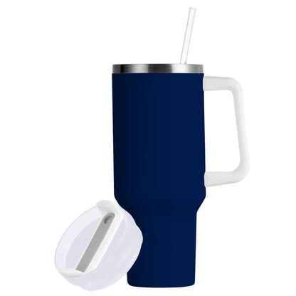 Lunabuddy™ Ryvnso 30 oz Tumbler with Handle and Straw Insulated Stainless Steel Travel Mug with Lid Dark Blue Paint