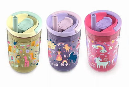 Lunabuddy™ 12 Oz Animal Princess & Unicorn Spill Proof PlasticTumbler Glasses (set of 3)