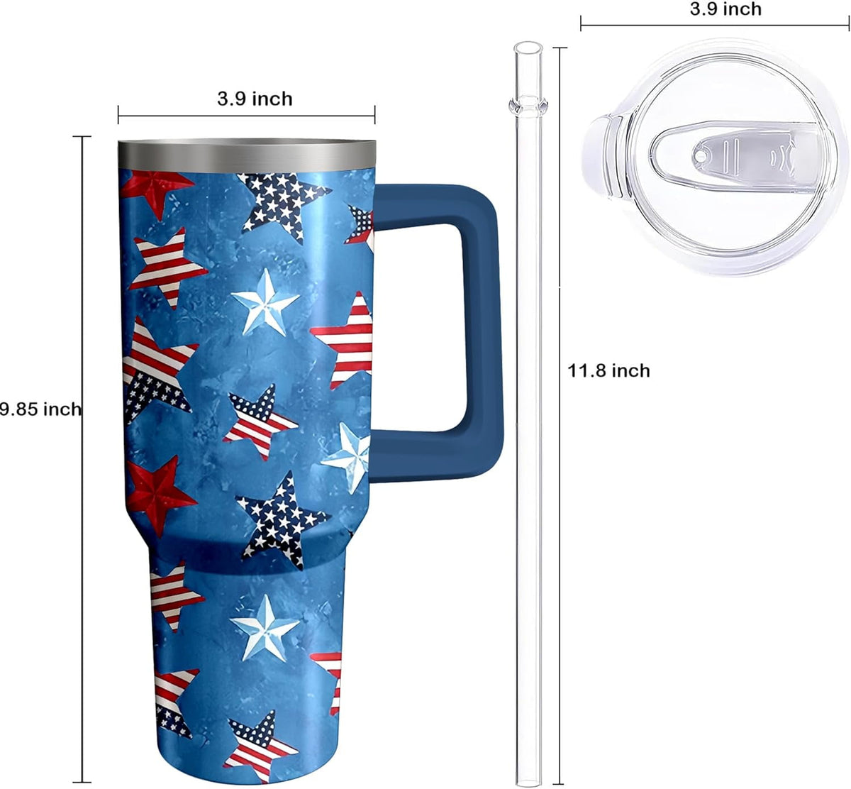 Lunabuddy™ 40oz American Flag 4th of july Tumbler With Handle and Straw, Gifts For Memorial Day Veterans day Independence day, Patriots Coffee Mug Water Bottle, Labor Day Stainless Steel Insulated Cup