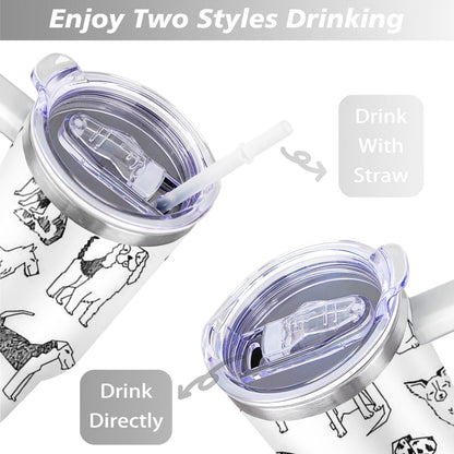 Lunabuddy™ Gift for Dog Lovers Cute Dog Tumbler for Women - 40oz Dog Tumblers with Handle Straw and Lid Tumbler Cup Travel Coffee Mug