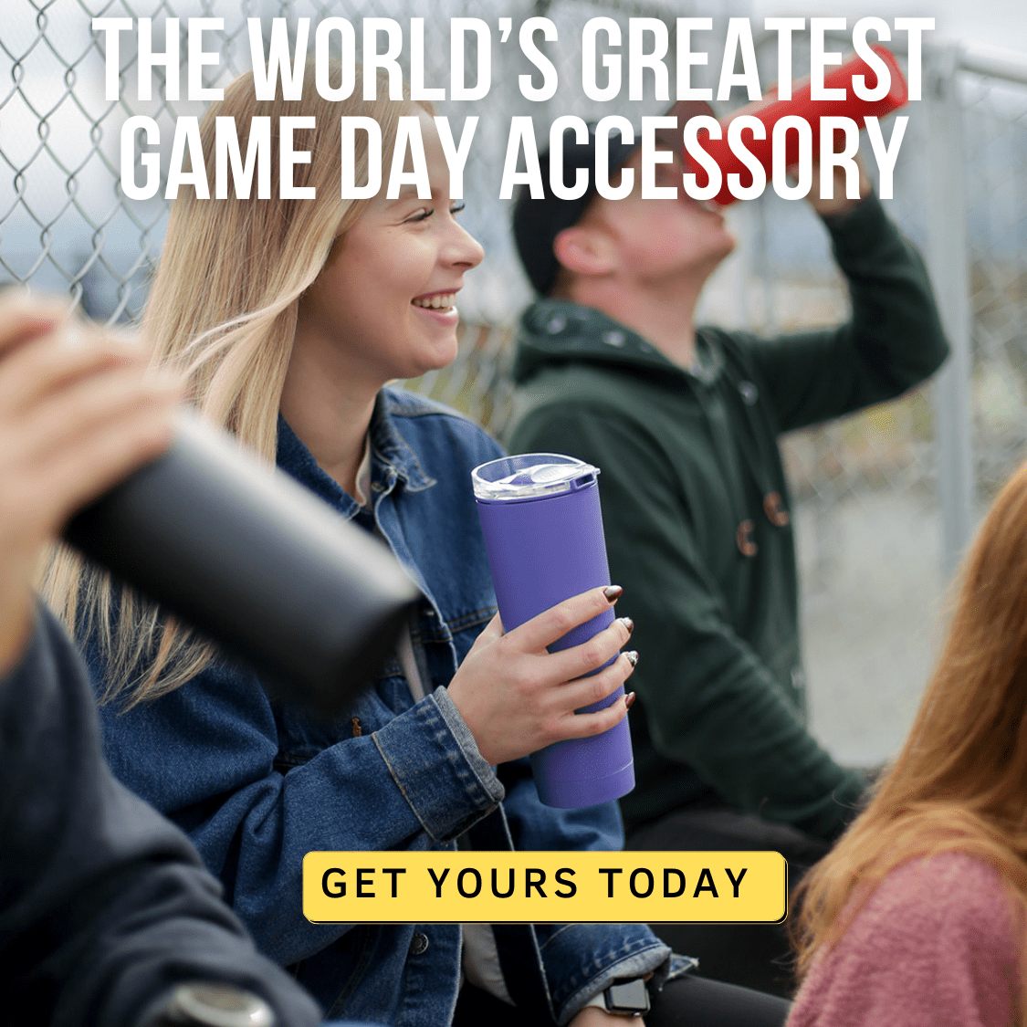 Lunabuddy™ Loud Cup 23 oz Tumbler + Stadium Horn with Slide-Close Lid (Royal Purple) - Double-WallCup Reusable Water Bottle Coffee Travel Mug - Worlds Loudest Cup for Game Day