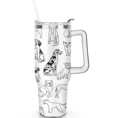 Lunabuddy™ Gift for Dog Lovers Cute Dog Tumbler for Women - 40oz Dog Tumblers with Handle Straw and Lid Tumbler Cup Travel Coffee Mug