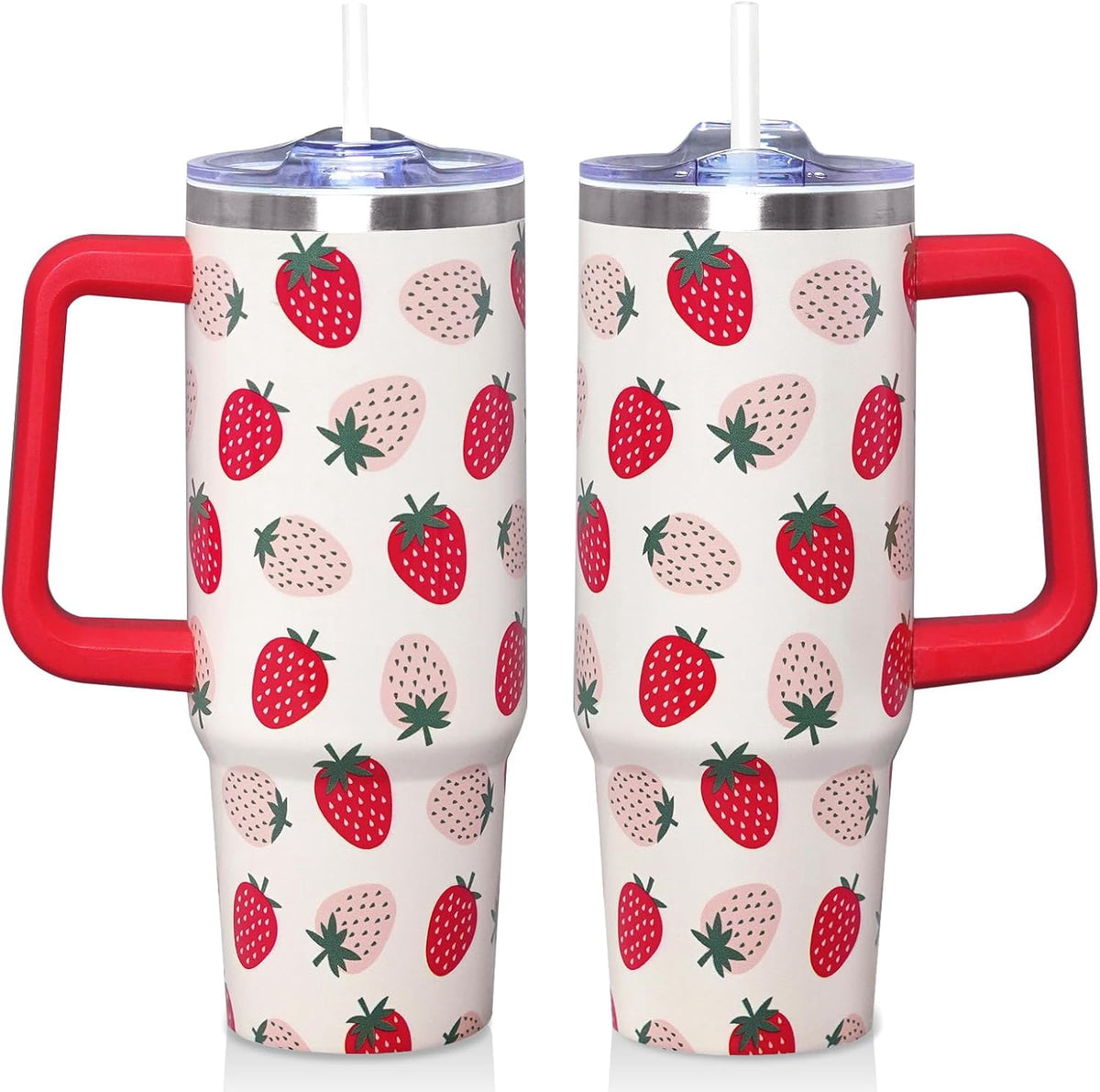 Lunabuddy™ 30 Oz Blue Bow Tumbler with Handle and Straw, Insulated Stainless