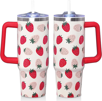 Lunabuddy™ 30 Oz Blue Bow Tumbler with Handle and Straw, Insulated Stainless
