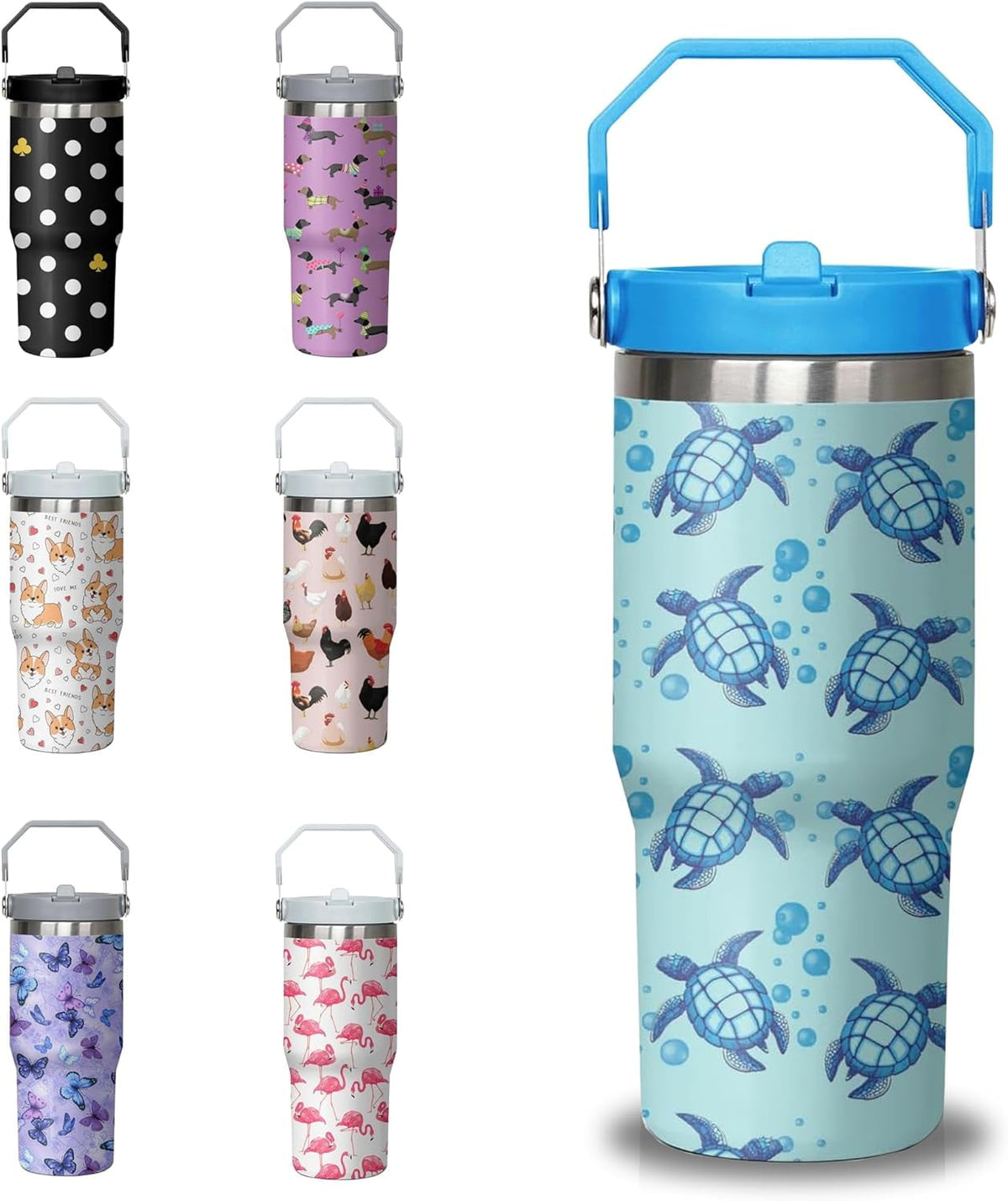Lunabuddy™ 30 oz Chicken Tumbler with Handle and Flip Straw, Stainless Steel
