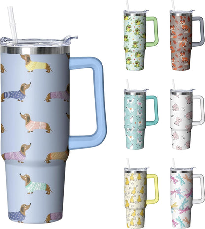 Lunabuddy™ 30 oz Duck Tumbler with Handle and Straw, Insulated Stainless Steel