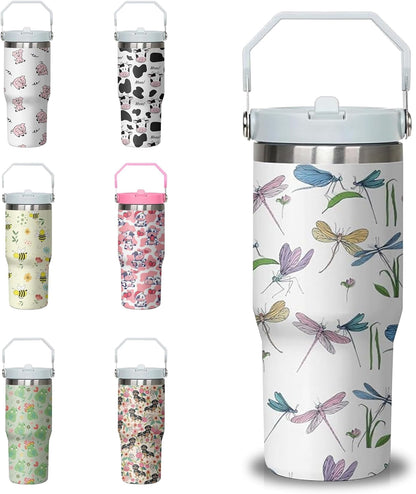 Lunabuddy™ 30 oz Chicken Tumbler with Handle and Flip Straw, Stainless Steel