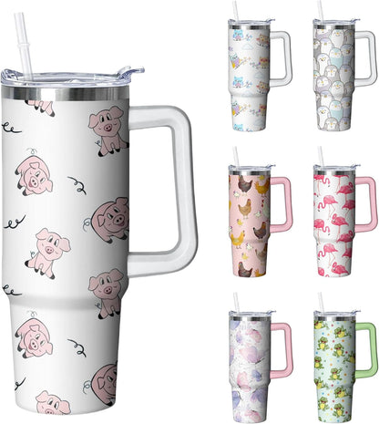 Lunabuddy™ 30 oz Duck Tumbler with Handle and Straw, Insulated Stainless Steel