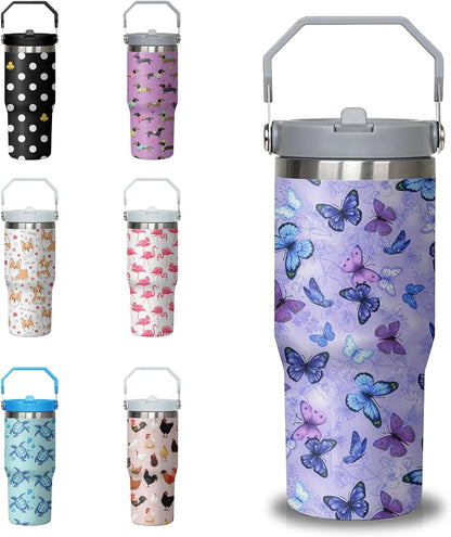 Lunabuddy™ 30 oz Chicken Tumbler with Handle and Flip Straw, Stainless Steel