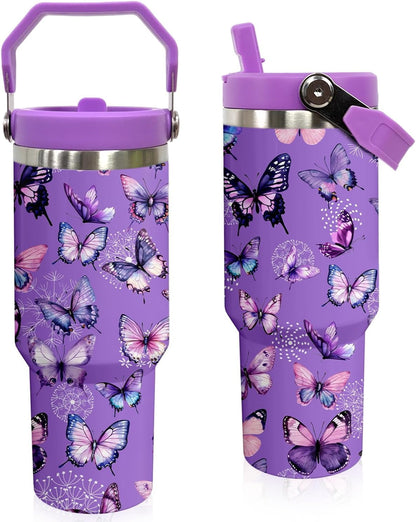 Lunabuddy™ Elephant Mug 30 oz Tumbler with Handle Flip Straw Leak Proof