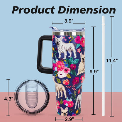 Lunabuddy™ Pitbull Gifts Dog Tumbler Cup for Women Men 40oz Stainless Steel Insulated Travel Mug with Lid and Straw