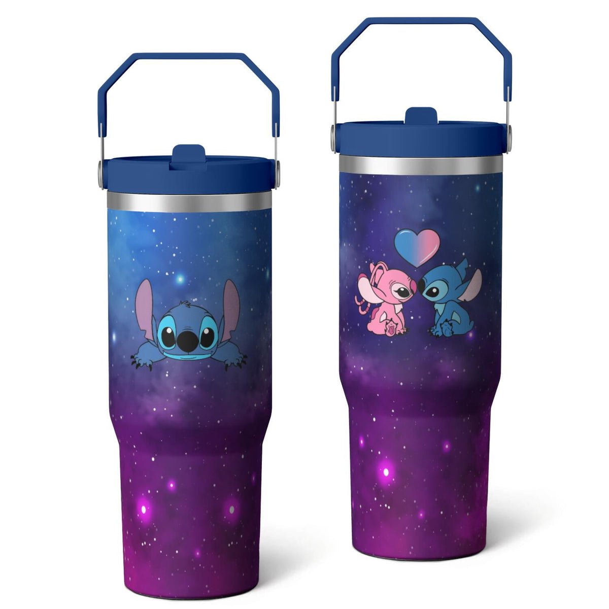 Lunabuddy™ 30oz Cartoon Movie Stainless Steel Tumbler with Lid and Straw,Spill Proof Cartoon Travel Cup for Cartoon Lovers,Double Wall Vacuum Insulated Coffee Mug with Top Handle Blue