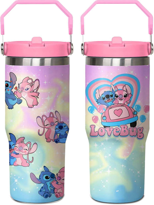 Lunabuddy™ 30oz Cartoon Tumbler for Cartoon Lovers,Cartoon Movie Stainless Steel Tumbler with Handle and Flip Straw Travel Mug Tumbler Cup Keeps Drinks Cold & Hot, Style 2