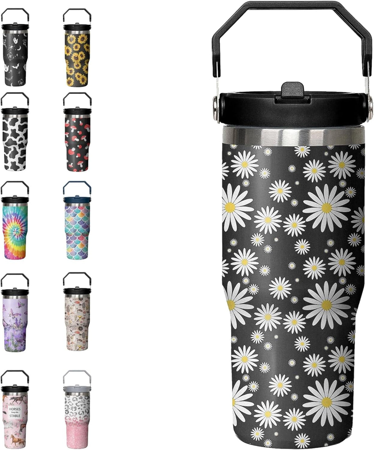 Lunabuddy™ 30oz Tie Dye Print Tumbler with Handle Flip Straw Tie Dye