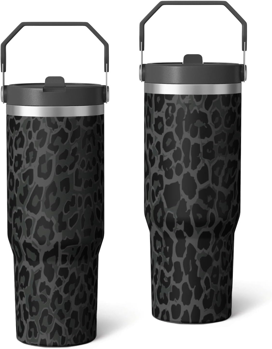 Lunabuddy™ 30oz Insulated Leopard Tumbler with Handle,Featuring a Leak-proof 2-in-1 Lid and Straw,a Vacuum-insulated Travel Coffee Mug,Portable Stainless Steel Water Bottle,Suitable for Both Women and Men
