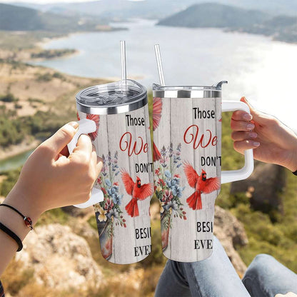 Lunabuddy™ Cardinal Insulated Tumbler with Lid and Straw, Stainless Steel Travel Mug with Handle, Floral Rustic Cardinal Cup, Double Wall Hot Cold Drink Tumbler, Gift for Women & Nature Lovers