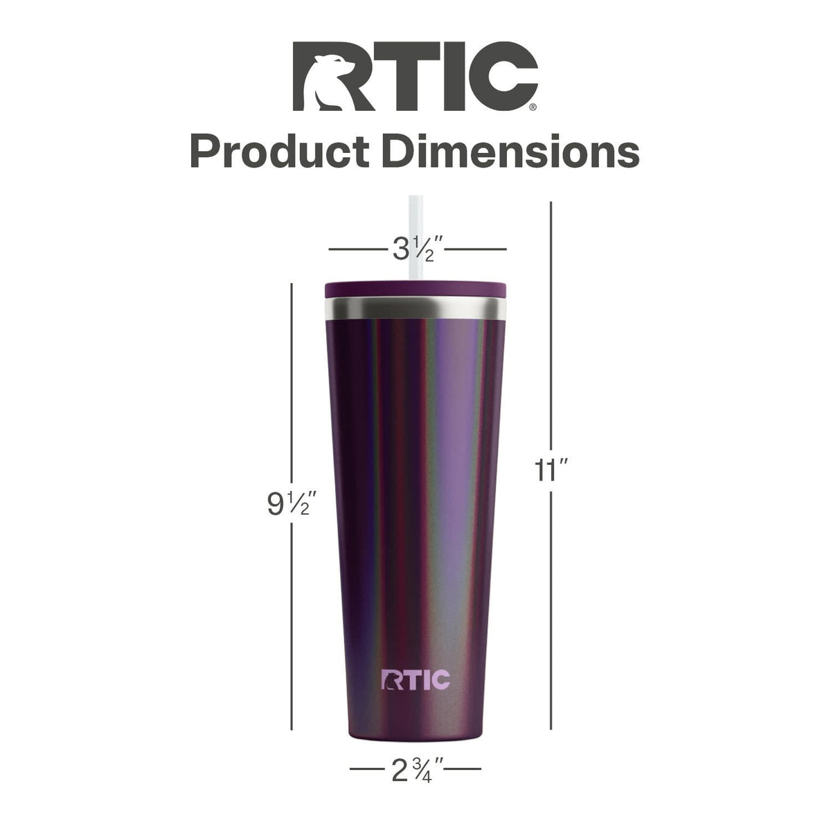 Lunabuddy™ 28 oz Ceramic Lined Everyday Tumbler, Spill-Resistant Straw Lid, Plum Glitter