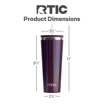 Lunabuddy™ 28 oz Ceramic Lined Everyday Tumbler, Spill-Resistant Straw Lid, Plum Glitter