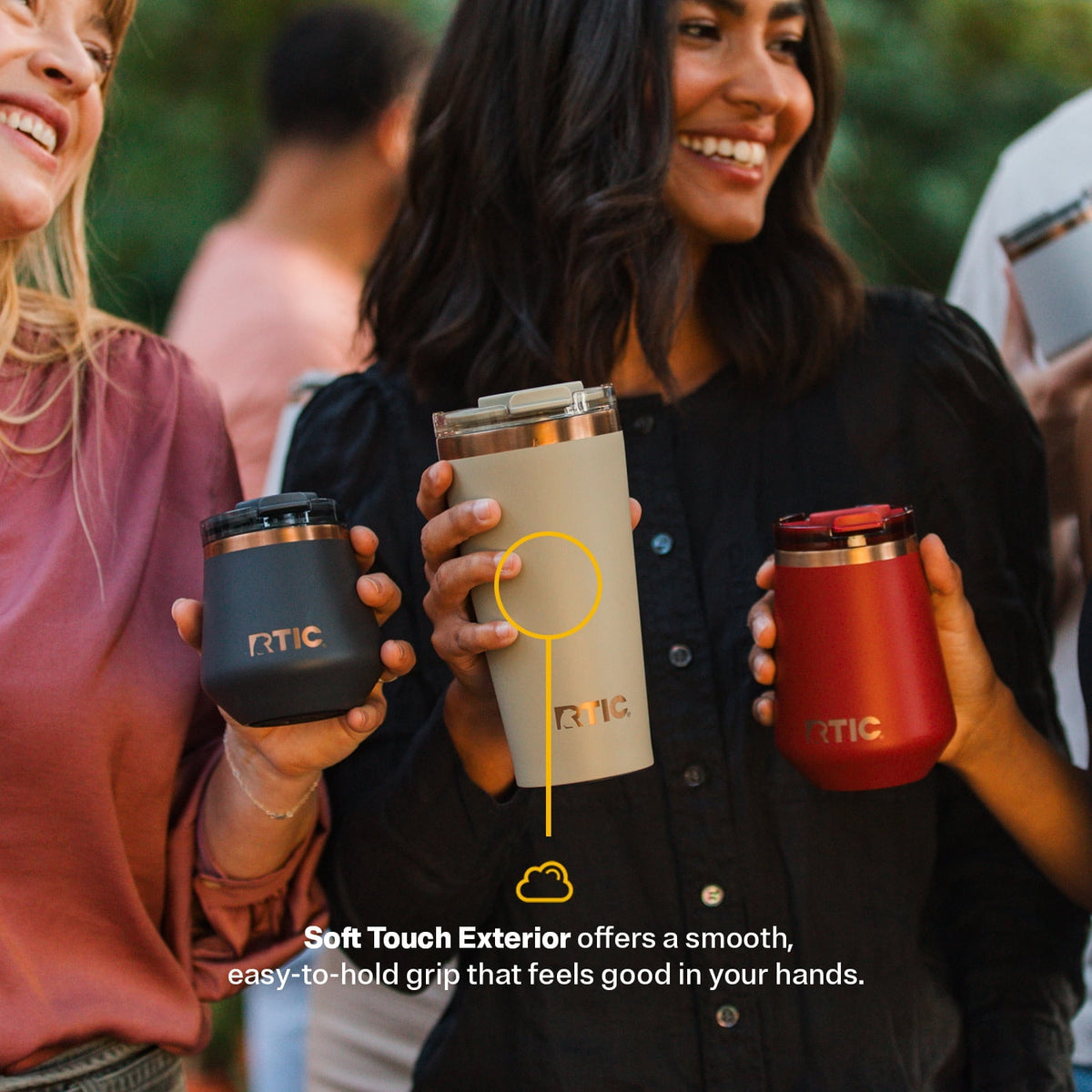 Lunabuddy™ 18 oz Ceramic Lined Insulated Happy Hour Pint Tumbler, Leak Resistant Lid, Soft-Touch Exterior, Dark Midnight Dust