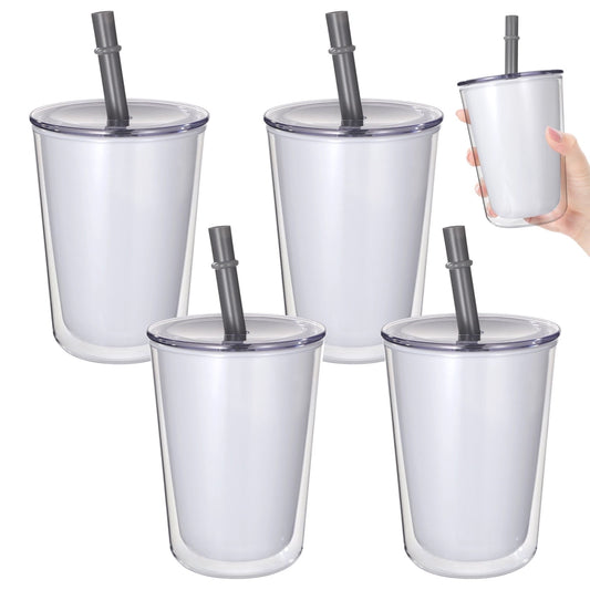 Lunabuddy™ 4 PackPack 24 oz Tumblers with Lids & Straws – Double Wall Insulated Plastic Cups, Leakproof, Food‑Safe, for Cold & Hot Drinks, Ideal for Daily Use, Travel & Outdoor