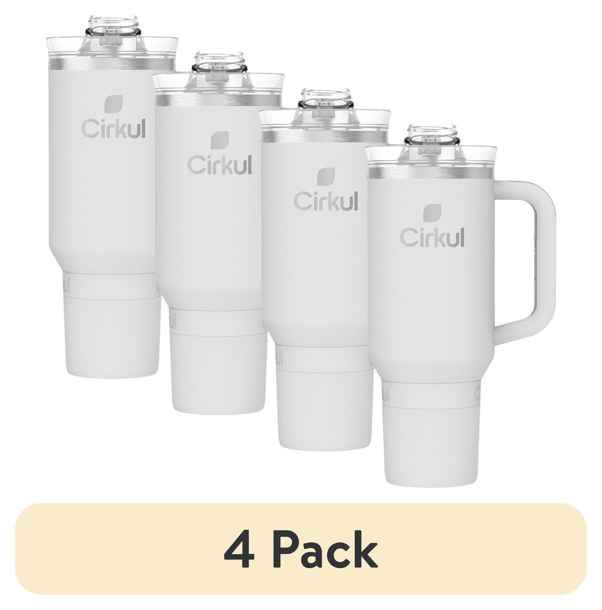 Lunabuddy™ (4 pack) Cirkul 40oz All-Day StrawSip Double-Wall Insulated Stainless Steel Tumbler with Handle, Fog (Light Gray)
