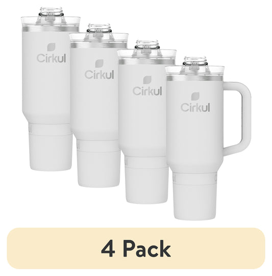 Lunabuddy™ (4 pack) Cirkul 40oz All-Day StrawSip Double-Wall Insulated Stainless Steel Tumbler with Handle, Fog (Light Gray)