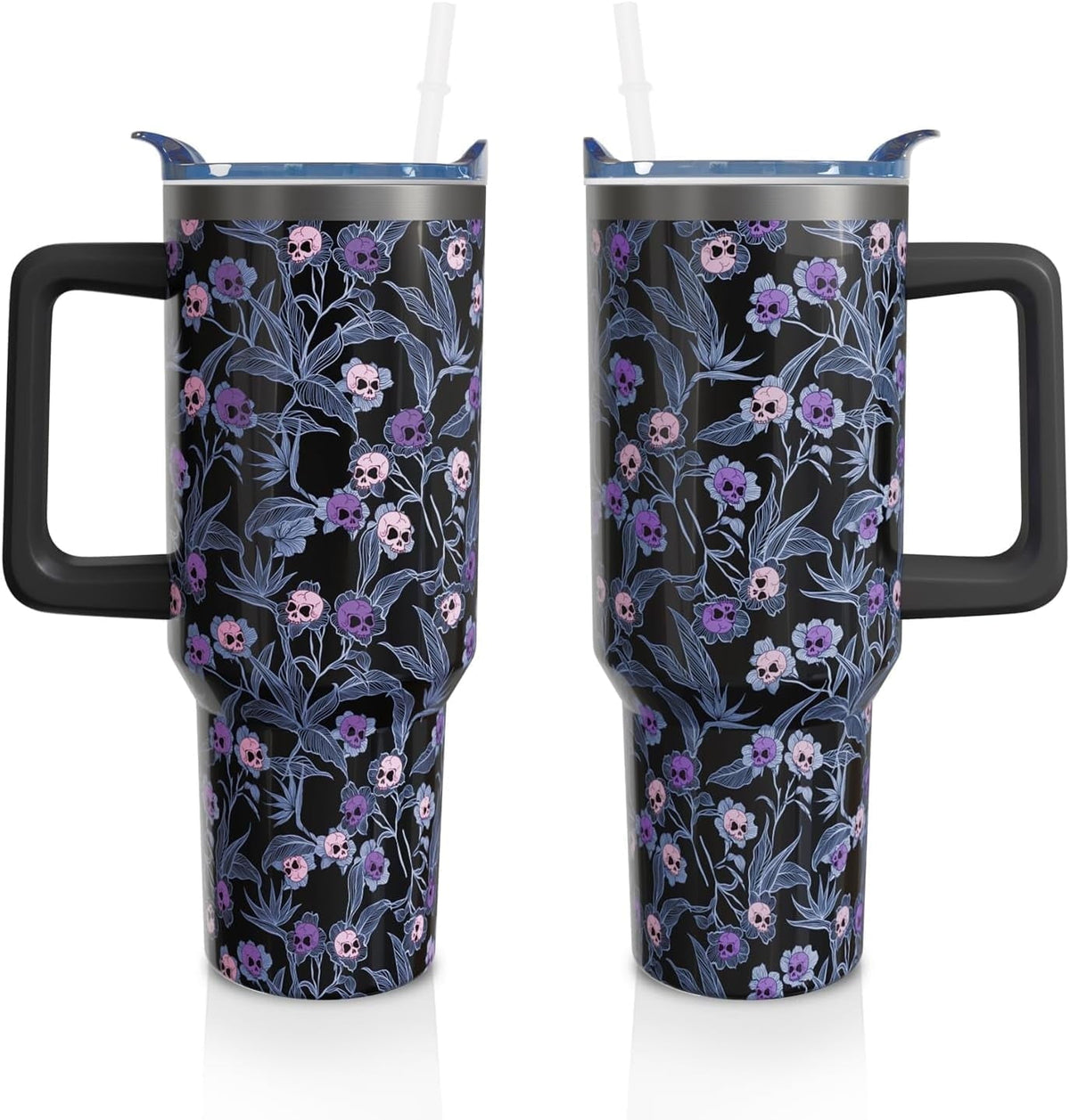 Lunabuddy™ 40 Oz Tumbler with Handle and Straw, Cute Stainless Steel Double