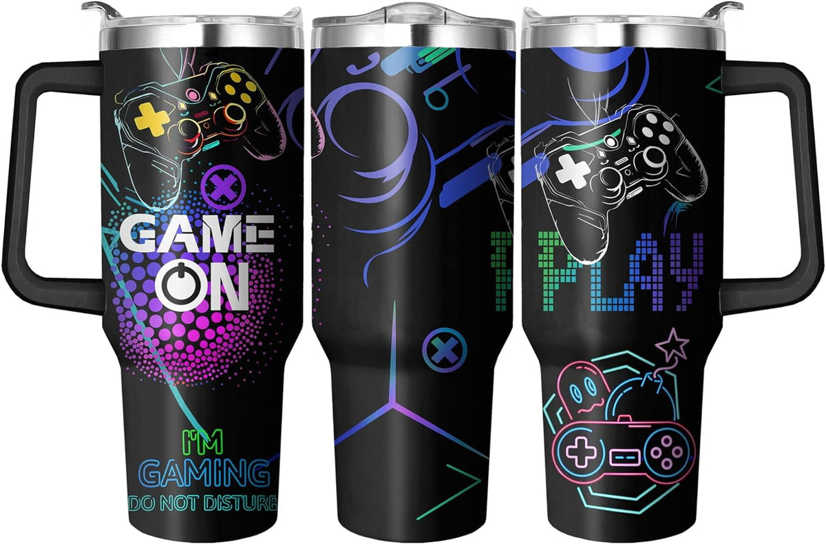 Lunabuddy™ 40 Oz Tumbler with Handle and Straw, Double Wall Coffee Travel