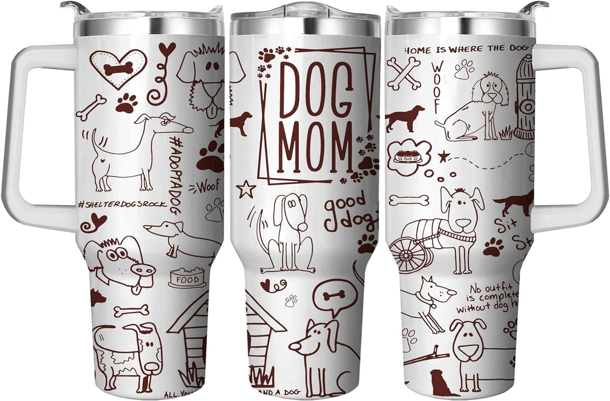 Lunabuddy™ 40 Oz Tumbler with Handle and Straw, Double Wall Coffee Travel