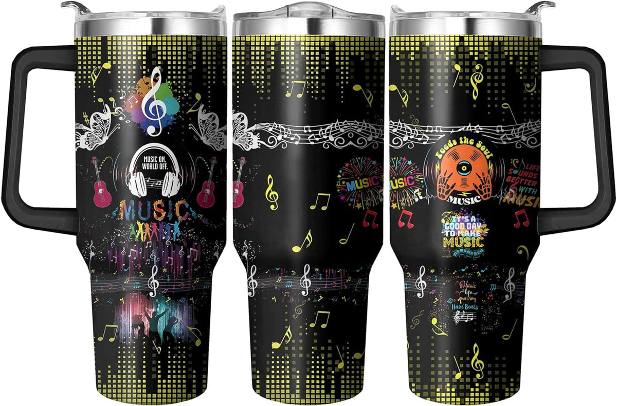 Lunabuddy™ 40 Oz Tumbler with Handle and Straw, Double Wall Coffee Travel