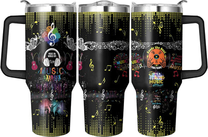 Lunabuddy™ 40 Oz Tumbler with Handle and Straw, Double Wall Coffee Travel