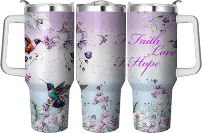 Lunabuddy™ 40 Oz Tumbler with Handle and Straw, Double Wall Coffee Travel