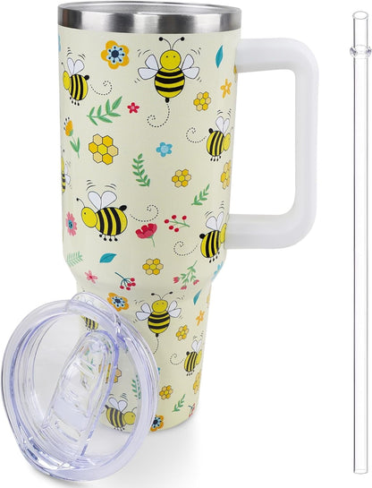 Lunabuddy™ 40 oz Frog Mushroom Tumbler with Handle and Straw, Travel Mug