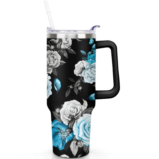 Lunabuddy™ 40 oz Hawaii Tropical Plants Tumbler Hawaii Tropical Plants Theme 40oz Tumbler with Handle Spill Proof Lid Straw Double Insulated Coffee Cup Hawaii Tropical Plants Lover Gifts