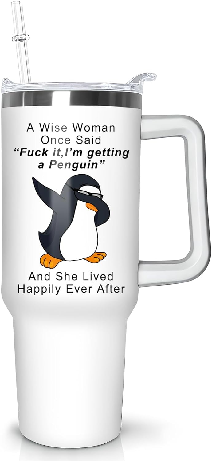 Lunabuddy™ 40 oz Penguin Tumbler with Handle Gifts for Penguin Lover 40oz