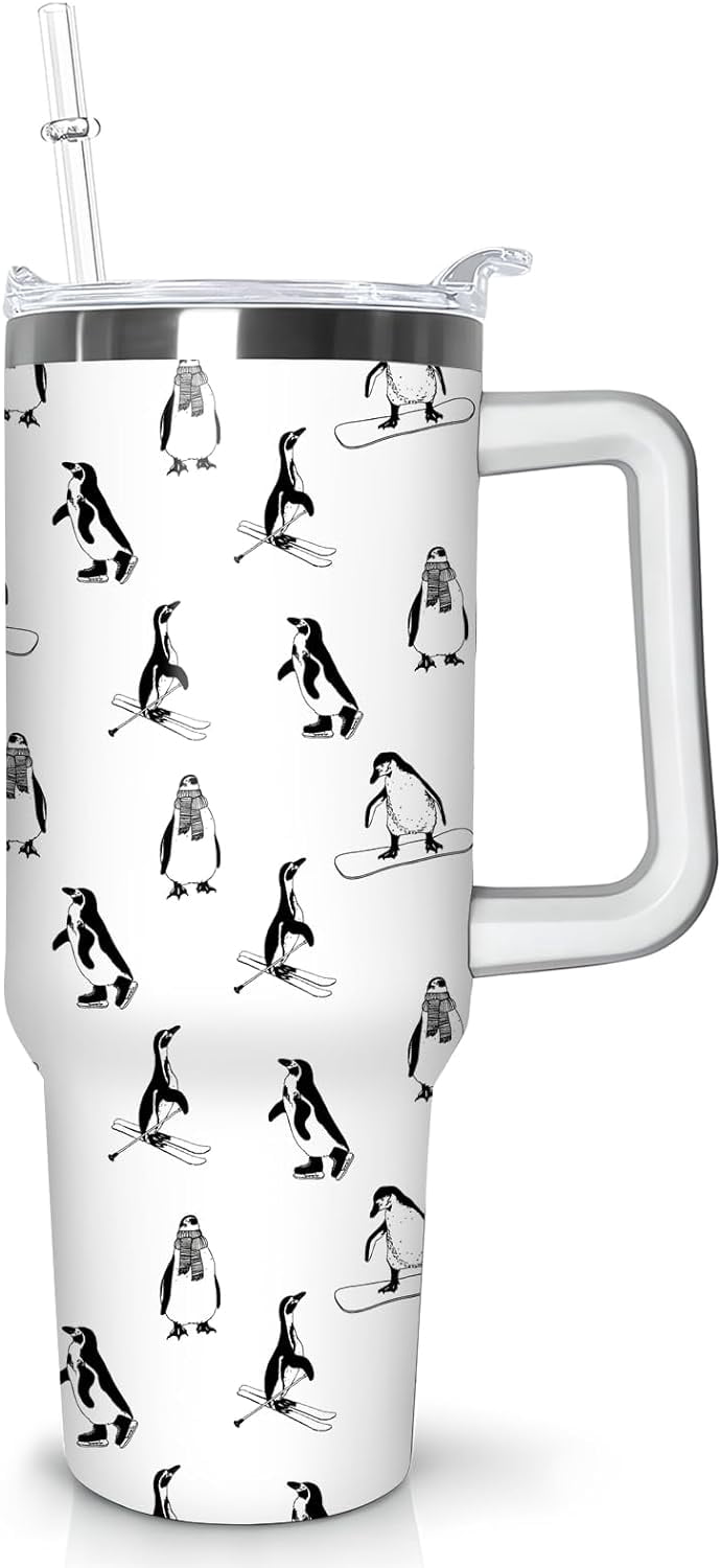 Lunabuddy™ 40 oz Penguin Tumbler with Handle Gifts for Penguin Lover 40oz