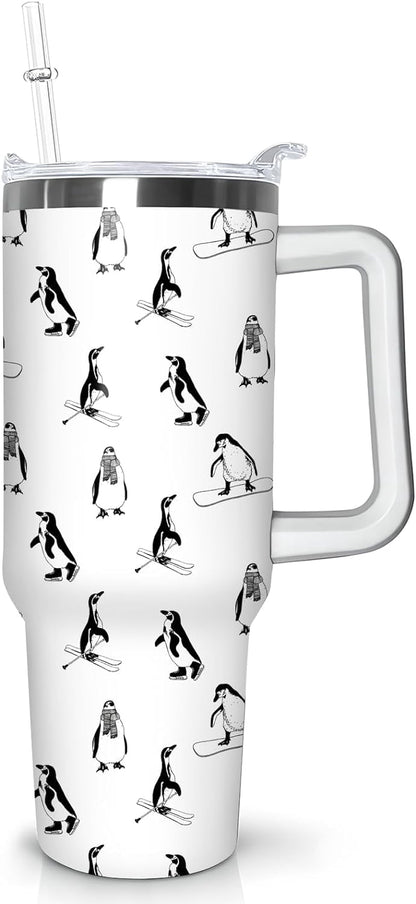 Lunabuddy™ 40 oz Penguin Tumbler with Handle Gifts for Penguin Lover 40oz